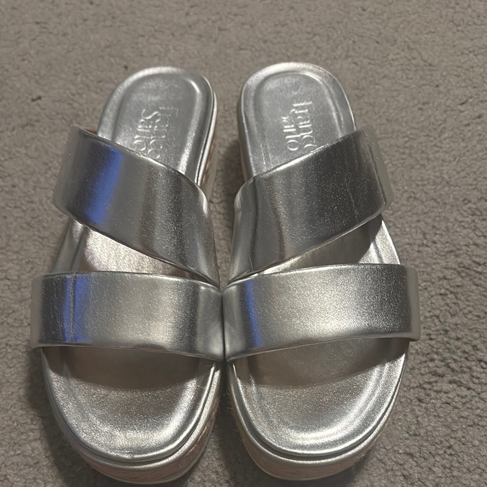 Franco Sarto Silver Slide Sandals— new without tags